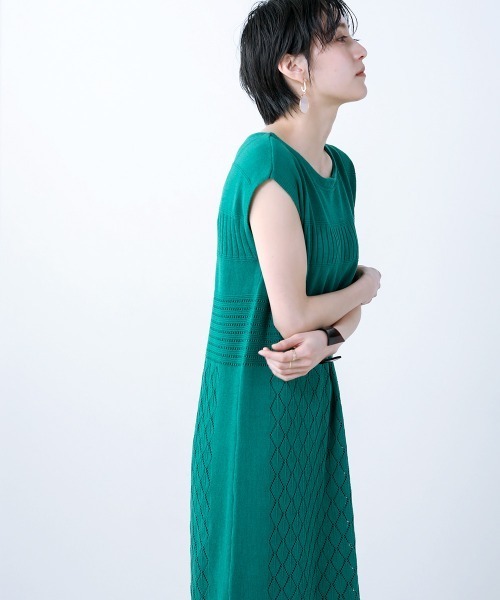 Bou Jeloud（ブージュルード）の「透かし柄◆美ラインニットワンピース（ワンピース・レディース・ベージュ/グリーン/A・FREE）」の12枚目の写真