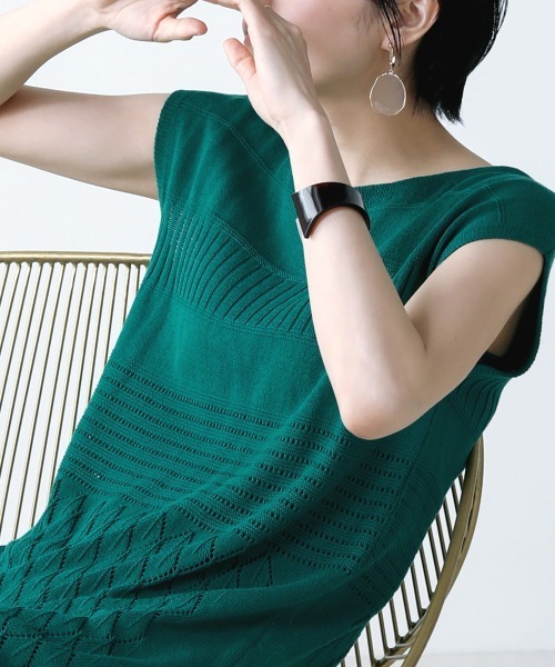 Bou Jeloud（ブージュルード）の「透かし柄◆美ラインニットワンピース（ワンピース・レディース・ベージュ/グリーン/A・FREE）」の16枚目の写真