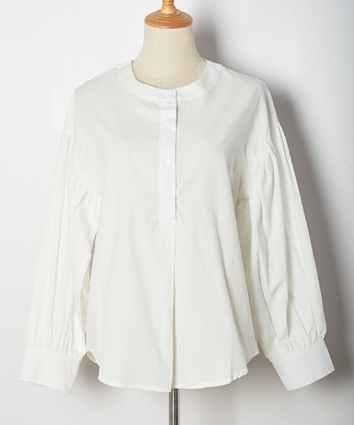 Futier land(フューティアランド)の「バルーンスリーブバンドカラーシャツブラウス(シャツ/ブラウス・レディース・ブラック/ブラウン/オフホワイト/グリーン系その他/パープル/ライトパープル/ピンク/ラベンダー/ブルーグレー/アイボリー/オレンジ・MEDIUM/LARGE/X-LARGE)」の13枚目の写真