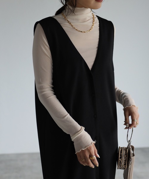 ap retro(アプレトロ)の「メロウシースルーインナー【ZOZO限定アイテム】(Tシャツ/カットソー・レディース・アイボリー/ブラック/ホワイト・FREE)」の2枚目の写真