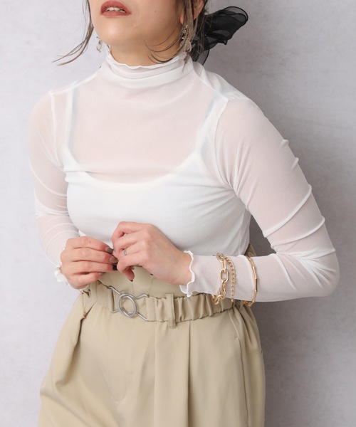 ap retro(アプレトロ)の「メロウシースルーインナー【ZOZO限定アイテム】(Tシャツ/カットソー・レディース・アイボリー/ブラック/ホワイト・FREE)」の13枚目の写真