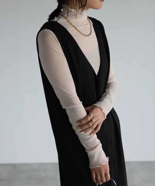 ap retro(アプレトロ)の「メロウシースルーインナー【ZOZO限定アイテム】(Tシャツ/カットソー・レディース・アイボリー/ブラック/ホワイト・FREE)」の8枚目の写真