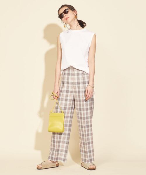 BEAUTY&YOUTH UNITED ARROWS(ビューティーアンドユースユナイテッドアローズ)の「BY∴ 麻ブレンドチェックサイドゴムパンツ -ウォッシャブル-(その他パンツ・レディース・ブラック/オリーブ/ブラウン・M/S/L)」の4枚目の写真