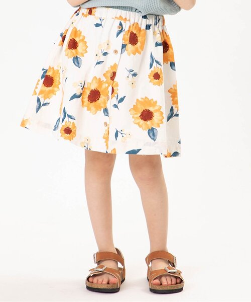 Seraph（セラフ）の「ひまわり柄ギャザースカート（スカート・キッズ・ネイビー/オフホワイト・90/100/110/120/80/130/95/140）」の2枚目の写真