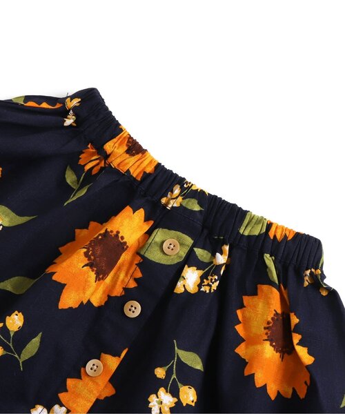 Seraph（セラフ）の「ひまわり柄ギャザースカート（スカート・キッズ・ネイビー/オフホワイト・90/100/110/120/80/130/95/140）」の9枚目の写真