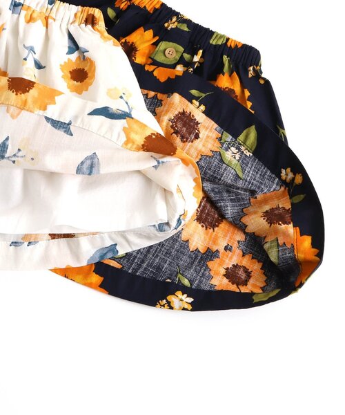 Seraph（セラフ）の「ひまわり柄ギャザースカート（スカート・キッズ・ネイビー/オフホワイト・90/100/110/120/80/130/95/140）」の11枚目の写真