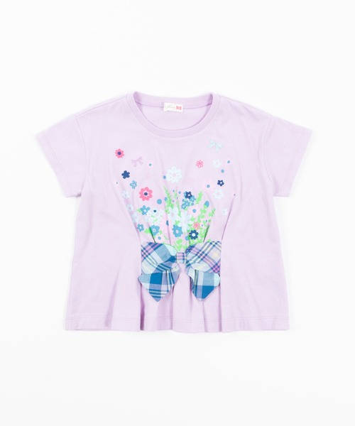 KP（ケーピー）の「花プリントモチーフの半袖Tシャツ(100-130cm)（Tシャツ/カットソー・キッズ・オフホワイト/ラベンダー・110cm/120cm/130cm）」の3枚目の写真