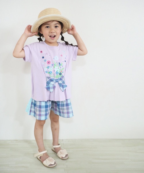 KP（ケーピー）の「花プリントモチーフの半袖Tシャツ(100-130cm)（Tシャツ/カットソー・キッズ・オフホワイト/ラベンダー・110cm/120cm/130cm）」の4枚目の写真