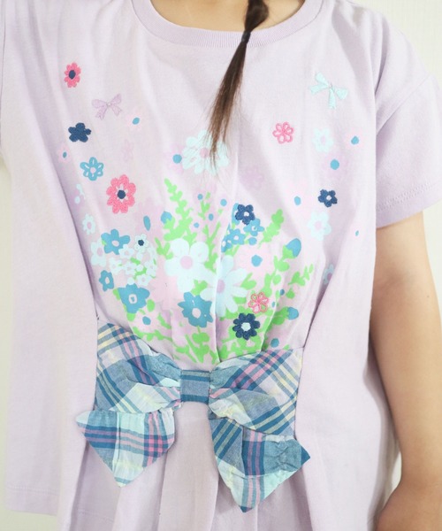 KP（ケーピー）の「花プリントモチーフの半袖Tシャツ(100-130cm)（Tシャツ/カットソー・キッズ・オフホワイト/ラベンダー・110cm/120cm/130cm）」の5枚目の写真
