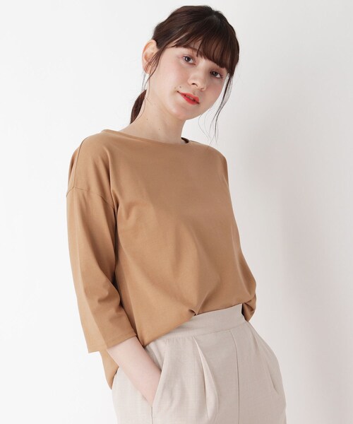 pink adobe（ピンクアドベ）の「◆【M-LL/UVケア/ひんやり】ベーシック7分袖プルオーバー（Tシャツ/カットソー・レディース・オフホワイト/ホワイト系5/チャコールグレー/キャメル・38/42/40）」の4枚目の写真