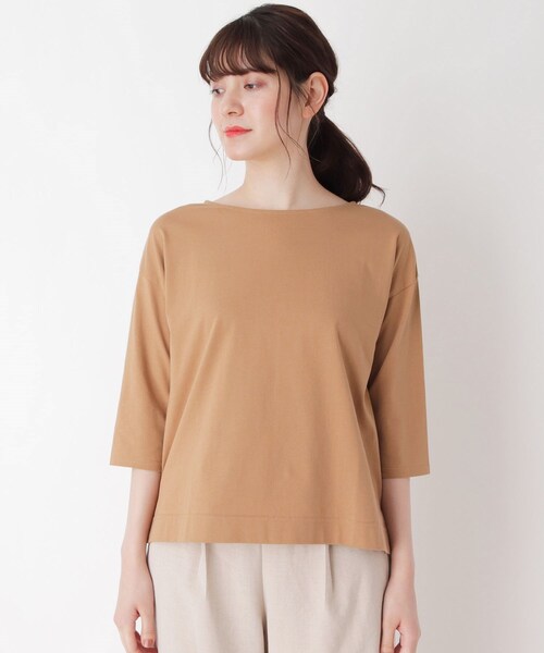 pink adobe（ピンクアドベ）の「◆【M-LL/UVケア/ひんやり】ベーシック7分袖プルオーバー（Tシャツ/カットソー・レディース・オフホワイト/ホワイト系5/チャコールグレー/キャメル・38/42/40）」の5枚目の写真