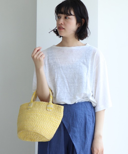 bulle de savon（ビュルデサボン）の「アクリル タイダイ サイザルカゴバッグ（かごバッグ・レディース・パープル/イエロー・FREE）」の16枚目の写真