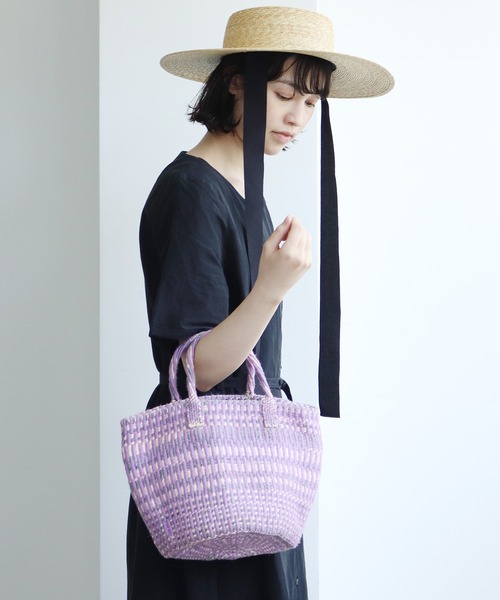 bulle de savon（ビュルデサボン）の「アクリル タイダイ サイザルカゴバッグ（かごバッグ・レディース・パープル/イエロー・FREE）」の19枚目の写真