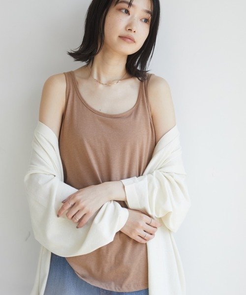 CRAFT STANDARD BOUTIQUE（クラフトスタンダードブティック）の「ルーズタンク　＊（タンクトップ・レディース・ホワイト/ブラック/ベージュ/モカ・FREE）」の4枚目の写真