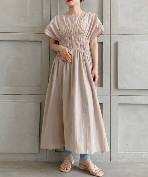 新品】ウエストシャーリングワッシャーワンピース 大好評につき