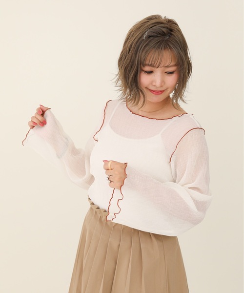 sakishimatokyo（サキシマトーキョー）の「【ZOZO限定】サキシマamp「2way配色メロウシアーブラウス」（シャツ/ブラウス・レディース・ブラック/サックスブルー/オレンジ/ライトグリーン/アイボリー・FREE）」の8枚目の写真