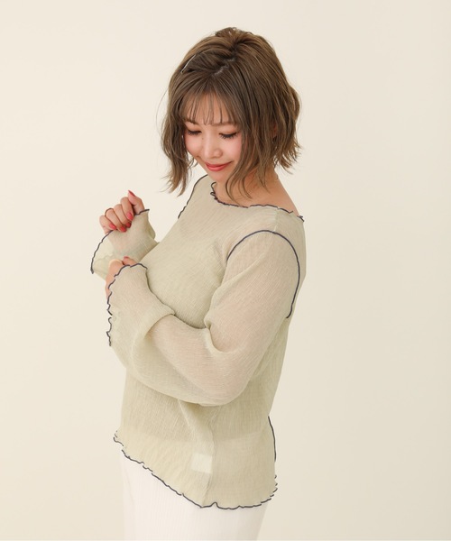 sakishimatokyo（サキシマトーキョー）の「【ZOZO限定】サキシマamp「2way配色メロウシアーブラウス」（シャツ/ブラウス・レディース・ブラック/サックスブルー/オレンジ/ライトグリーン/アイボリー・FREE）」の12枚目の写真