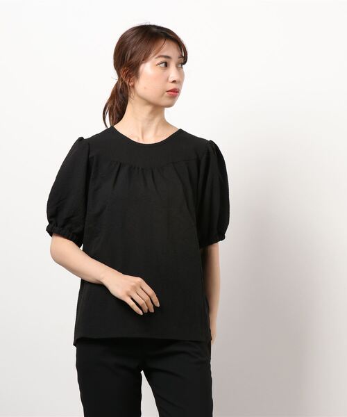 ehka sopo（エヘカソポ）の「後ろリボンパフスリーブブラウス（シャツ/ブラウス・レディース・ブラック/ラベンダー/キナリ・ﾌﾘ-）」の3枚目の写真