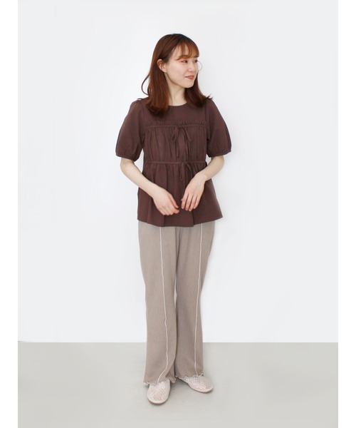 ehka sopo（エヘカソポ）の「サッカーリボンブラウス（シャツ/ブラウス・レディース・オフホワイト/イエロー/ブラウン・ﾌﾘ-）」の12枚目の写真