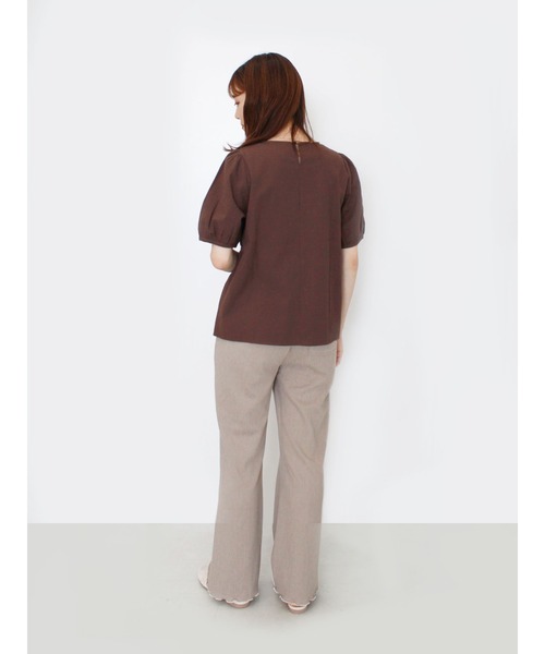 ehka sopo（エヘカソポ）の「サッカーリボンブラウス（シャツ/ブラウス・レディース・オフホワイト/イエロー/ブラウン・ﾌﾘ-）」の13枚目の写真