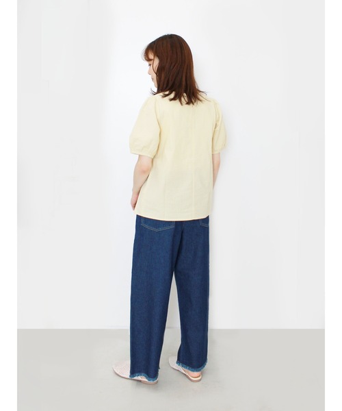 ehka sopo（エヘカソポ）の「サッカーリボンブラウス（シャツ/ブラウス・レディース・オフホワイト/イエロー/ブラウン・ﾌﾘ-）」の15枚目の写真