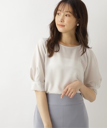 [洗える]タックスリーブブラウス五分袖/0171110515