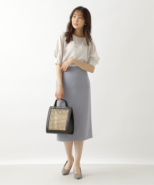 NATURAL BEAUTY BASIC（ナチュラルビューティーベーシック）の「[洗える]タックスリーブブラウス五分袖/0171110515（シャツ/ブラウス・レディース・グレー/ライトグリーン/ネイビー・SMALL/MEDIUM）」の13枚目の写真