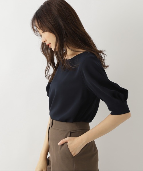 NATURAL BEAUTY BASIC（ナチュラルビューティーベーシック）の「[洗える]タックスリーブブラウス五分袖/0171110515（シャツ/ブラウス・レディース・グレー/ライトグリーン/ネイビー・SMALL/MEDIUM）」の20枚目の写真