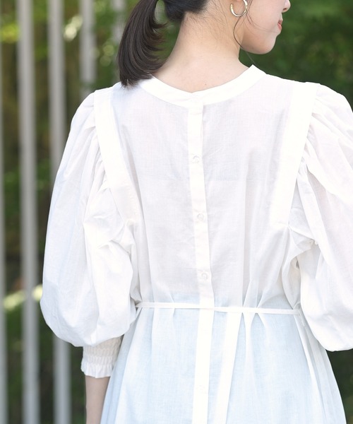 rps（アールピーエス）の「バンドカラーレイヤー風シャツワンピース（ワンピース・レディース・オフホワイト/ブラック/グリーン・M）」の11枚目の写真