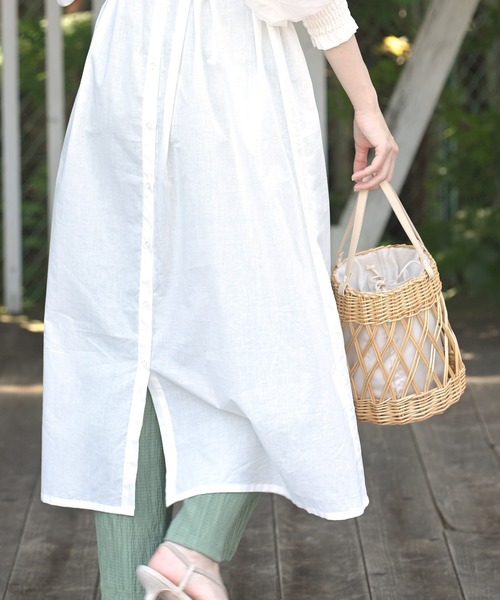 rps（アールピーエス）の「バンドカラーレイヤー風シャツワンピース（ワンピース・レディース・オフホワイト/ブラック/グリーン・M）」の13枚目の写真