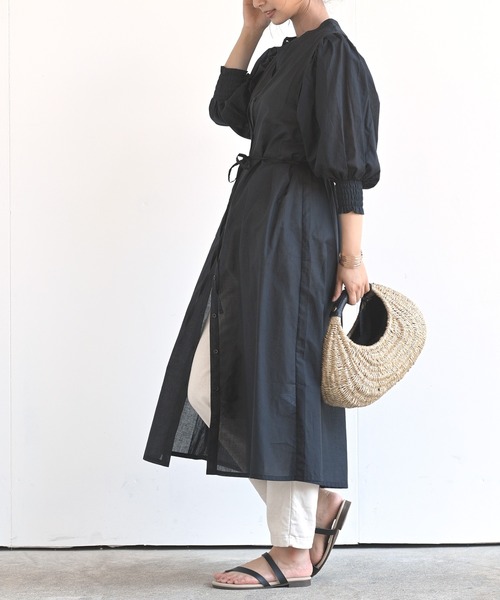 rps（アールピーエス）の「バンドカラーレイヤー風シャツワンピース（ワンピース・レディース・オフホワイト/ブラック/グリーン・M）」の15枚目の写真