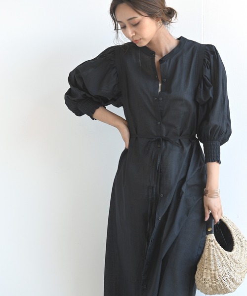 rps（アールピーエス）の「バンドカラーレイヤー風シャツワンピース（ワンピース・レディース・オフホワイト/ブラック/グリーン・M）」の18枚目の写真