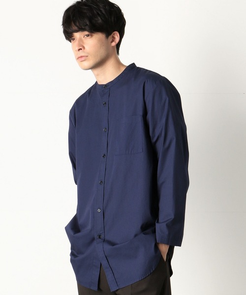 COMME　CA COMMUNE（コムサコミューン）の「バンドカラー　ロングシャツ（シャツ/ブラウス・メンズ・ネイビー/オリーブ/キャメル・MEDIUM/LARGE）」の3枚目の写真