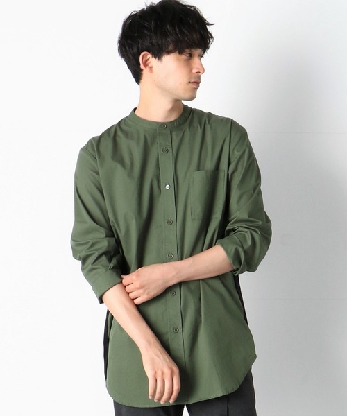 COMME　CA COMMUNE（コムサコミューン）の「バンドカラー　ロングシャツ（シャツ/ブラウス・メンズ・ネイビー/オリーブ/キャメル・MEDIUM/LARGE）」の2枚目の写真