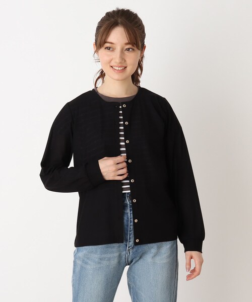 DRESKIP（ドレスキップ）の「◆UVカット　シアー丸首カーディガン（カーディガン/ボレロ・レディース・ライトベージュ/オフホワイト/ピンク系/ブラック・04/02/03）」の3枚目の写真