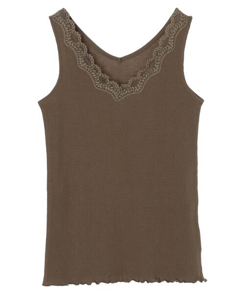 CRAFT STANDARD BOUTIQUE（クラフトスタンダードブティック）の「Vネックレースタンクトップ　＊（タンクトップ・レディース・ホワイト/ブラック/モカ/ミント/カーキ・M/L）」の9枚目の写真
