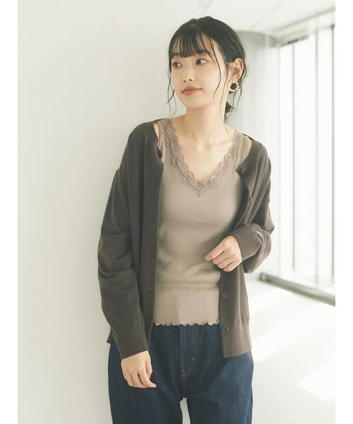 CRAFT STANDARD BOUTIQUE（クラフトスタンダードブティック）の「Vネックレースタンクトップ　＊（タンクトップ・レディース・ホワイト/ブラック/モカ/ミント/カーキ・M/L）」の11枚目の写真