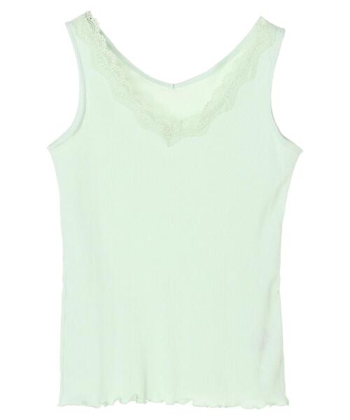 CRAFT STANDARD BOUTIQUE（クラフトスタンダードブティック）の「Vネックレースタンクトップ　＊（タンクトップ・レディース・ホワイト/ブラック/モカ/ミント/カーキ・M/L）」の12枚目の写真