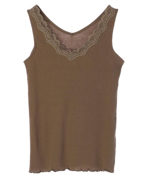CRAFT STANDARD BOUTIQUE（クラフトスタンダードブティック）の「Vネックレースタンクトップ　＊（タンクトップ・レディース・ホワイト/ブラック/モカ/ミント/カーキ・M/L）」の13枚目の写真