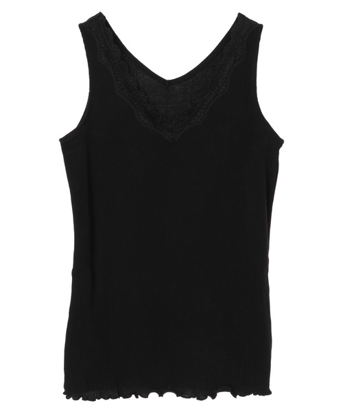 CRAFT STANDARD BOUTIQUE（クラフトスタンダードブティック）の「Vネックレースタンクトップ　＊（タンクトップ・レディース・ホワイト/ブラック/モカ/ミント/カーキ・M/L）」の3枚目の写真