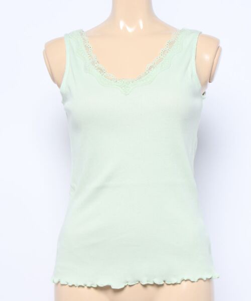 CRAFT STANDARD BOUTIQUE（クラフトスタンダードブティック）の「Vネックレースタンクトップ　＊（タンクトップ・レディース・ホワイト/ブラック/モカ/ミント/カーキ・M/L）」の7枚目の写真