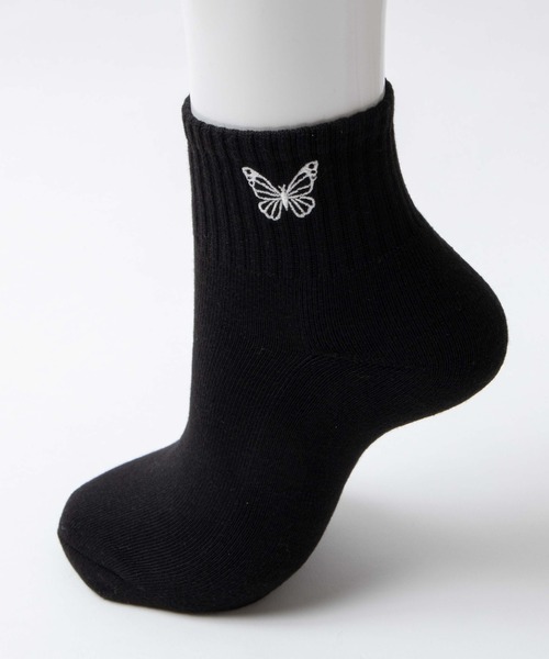 WEGO（ウィゴー）の「WEGO/アンクルパイルバタフライソックス（ソックス/靴下・レディース・ホワイト/ブラック・23-25cm）」の5枚目の写真