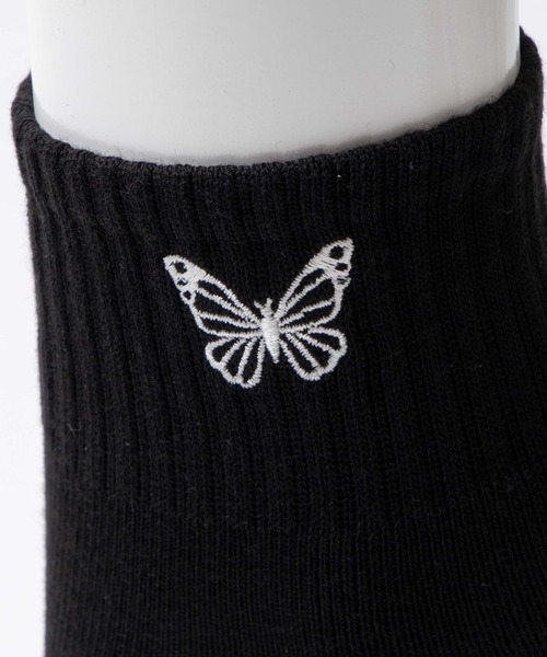 WEGO（ウィゴー）の「WEGO/アンクルパイルバタフライソックス（ソックス/靴下・レディース・ホワイト/ブラック・23-25cm）」の4枚目の写真