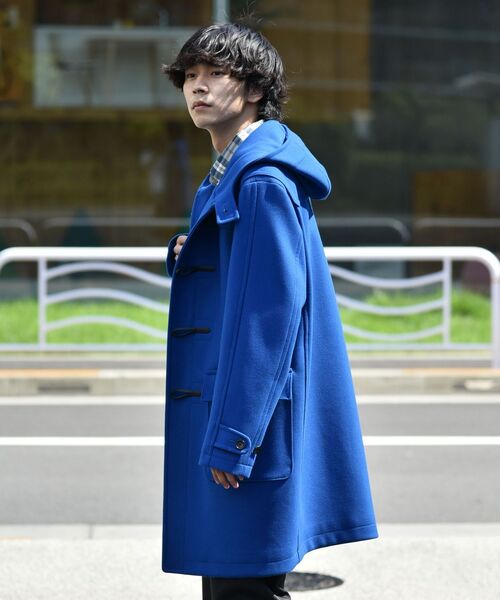 極美品　シップスカージュ　青いダッフルコート フード付き　wool 38 SHIPS（シップス）の「SHIPS: スーパー140'S メリノウール メルトン