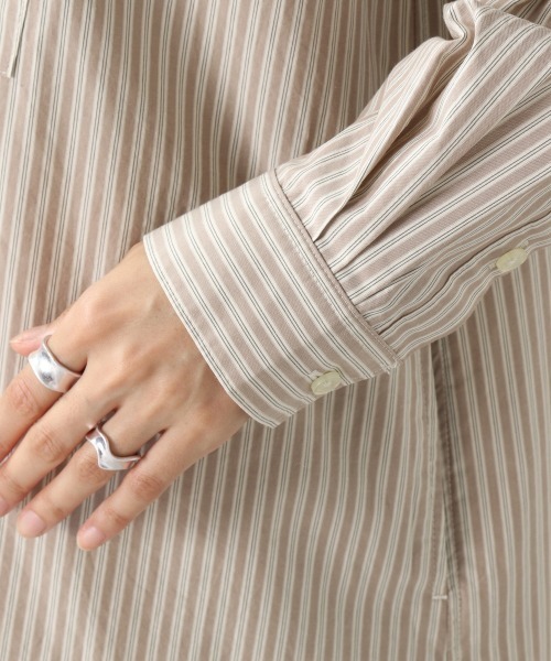 RAGEBLUE（レイジブルー）の「ストライプシャツワンピース/203136（シャツワンピース・レディース・ベージュ/ブルー・FREE）」の10枚目の写真