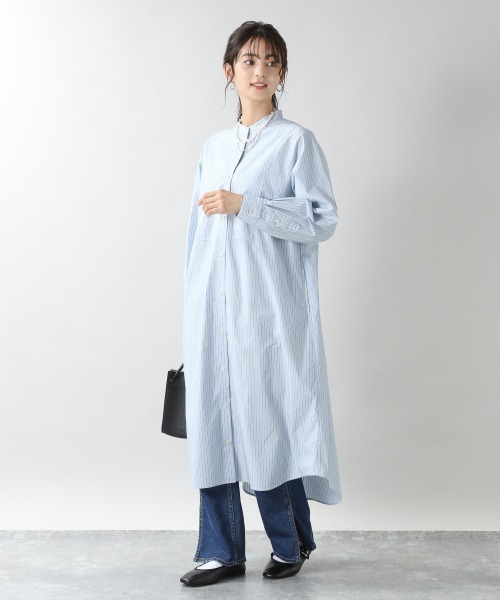 RAGEBLUE（レイジブルー）の「ストライプシャツワンピース/203136（シャツワンピース・レディース・ベージュ/ブルー・FREE）」の5枚目の写真
