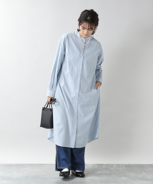 RAGEBLUE（レイジブルー）の「ストライプシャツワンピース/203136（シャツワンピース・レディース・ベージュ/ブルー・FREE）」の9枚目の写真