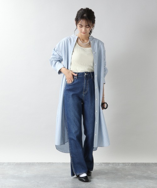 RAGEBLUE（レイジブルー）の「ストライプシャツワンピース/203136（シャツワンピース・レディース・ベージュ/ブルー・FREE）」の13枚目の写真