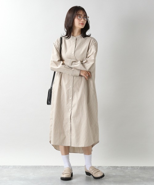 RAGEBLUE（レイジブルー）の「ストライプシャツワンピース/203136（シャツワンピース・レディース・ベージュ/ブルー・FREE）」の7枚目の写真