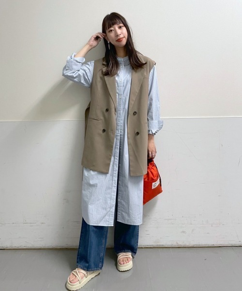 RAGEBLUE（レイジブルー）の「ストライプシャツワンピース/203136（シャツワンピース・レディース・ベージュ/ブルー・FREE）」の18枚目の写真